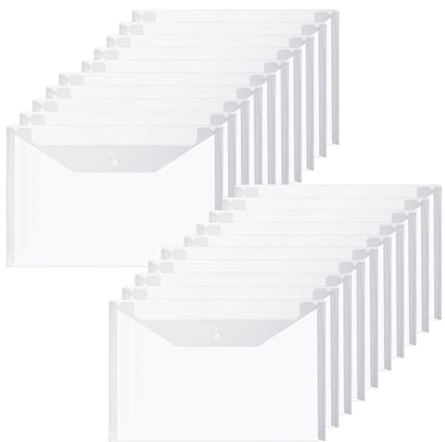 Vicloon Plastic Wallets, 20 Pcs A4 File Folders Foolscap Document Wallet Document Files Popper Wallet Envelope Folders for School Office Homework Travel Storage Bags
