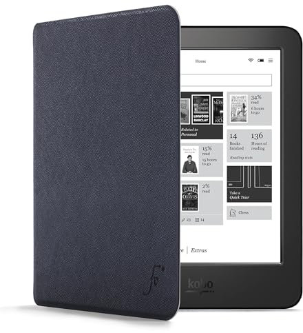 Forefront Cases Hülle für Kobo Aura H2O Edition 1 - Magnetische Schutz-Hülle für Kobo Aura H2O Edition 1 (Modell: N250-2014) - Dünn und Leicht mit Smart Auto Schlaf/Wach Funktion Tasche - Marineblau