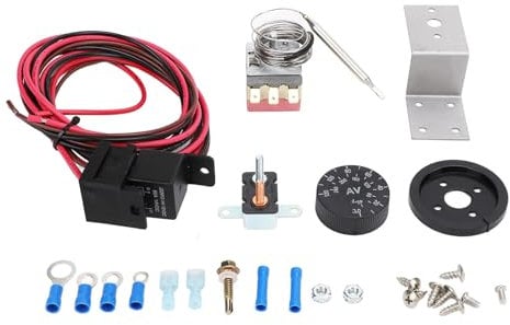 Elektrolüfter-Thermostat-Steuerrelais-Kabelsatz, Einstellbarer Edelstahlsensor, Universelle Passform für PKW und LKW