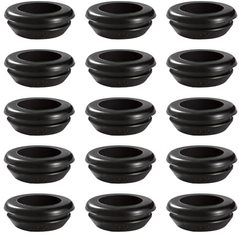 YIXISI 15 Stücke Durchmesser 20 * 25 mm Gummitüllen, Geschlossene Gummitüllen, Kabeldurchführung Gummistopfen, Gummitülle Elektrischer Leiter Dichtungsring, für Kabelschutz, Kabelkanal