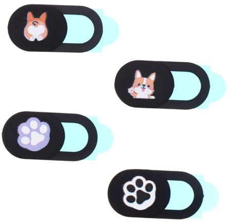 ARTIBETTER 4 Pieces Lovely Protective Caps Camera Privacy Covers Car Computer Dog Design -peeling Abs Material