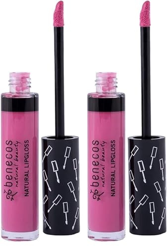 Benecos Natural Lipgloss pink blossom - sanfter Glanz & Farbe - mit Bio-Rizinusöl & Bio-Bienenwachs - zertifizierte Naturkosmetik - talkfrei - 5 ml (Packung mit 2)
