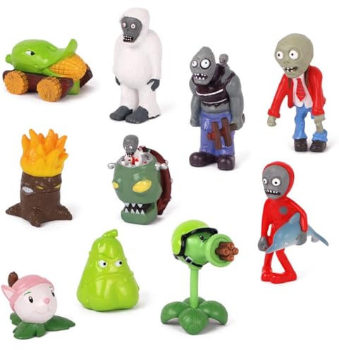 Juego de 10 figuras de plantas y zombies para decoración de juguetes