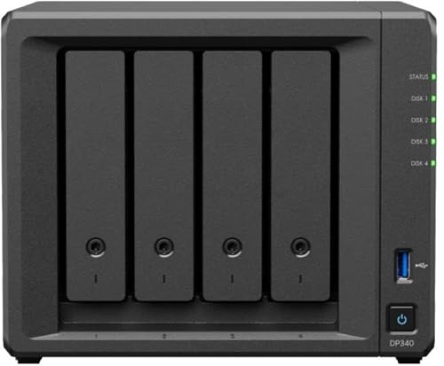 Synology DP340 ActiveProtect-Gerät, 4x8TB HDD + 2x400GB SSD Speicher, 16GB RAM, AMD R1600, bis zu 10GbE RJ45