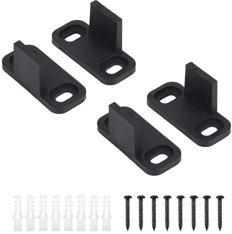 Kit de 4 Guides de Plancher de Porte de Grange, Matériel de Porte de Grange en Plastique Guide de Plancher de Porte de Placard Coulissante Rail de Porte Coulissante Guide de Porte (Noir)