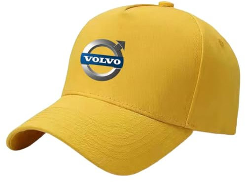 SYXWJL Auto Kappe für Volvo V60 2010-2018, Baseballkappe Basecap Mütze Basecap Herren Unisex Kappe Verstellbar Baumwolle mit Auto Logo Baseball Cap für Herren Damen Zubehör,Yellow