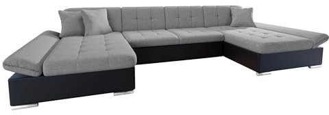 Mirjan24 Ecksofa Alia mit Regulierbare Armlehnen, 2 Bettkasten und Schlaffunktion, U-Form Eckcouch vom Hersteller, Sofa Couch Wohnlandschaft (Soft 011 + Soul 17)
