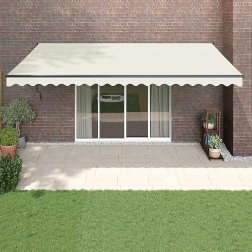 IKAYAA Toldo Motorizado 5 x 3 m, Toldo Eléctrico Retráctil,Toldo Articulado Eléctrico con Mando a Distancia, Toldo Brazo Extensible para Terraza, Jardín, Crema