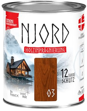 Njord Holzschutzmittel Extreme 750ml Holzfarbe (03) Lappländische Esche | Holzschutz Bis zu 12 Jahre Schutzlack Wetterfeste Imprägnierung