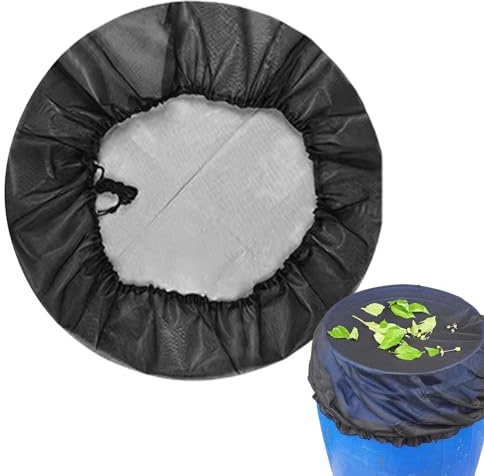 Regentonnen-Sieb – verstellbarer Netz-Regenwasserfang-Deckel, Kordelzugnetz für Gartenwassersammler, Outdoor-Filterplane, Schmutzschutz für Tanks, Behälter, Dachfässer