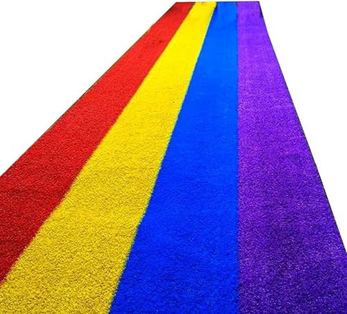 WLCNYL Tapis de Jeu extérieur en Gazon Artificiel Arc-en-Ciel 2 m x 2 m, Gazon synthétique coloré pour Piste, Gazon de Simulation épaissi et crypté pour Aire de Jeux en Plastique