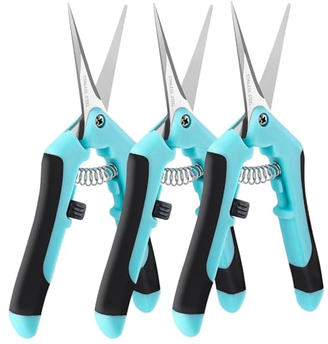 Laicky 3 Pcs Gartenschere,16.5cm Pflanzenschere Snips mit geraden Edelstahl | Präzisionsklingen, handlich und ergonomisch, Gartenarbeit Blumenpflanze Präzises Beschneiden,Formen kleiner Pflanzen
