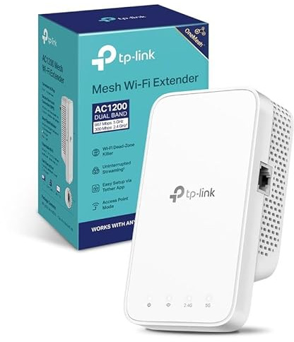 TP-Link RE330 AC1200Mbps WiFi Extender Booster, Ethernet Port, EasyMesh, WiFi Booster Range Extender, Internet Booster, Access Point, Works with Any WiFi Router, App Control Easy Setup, UK Plug