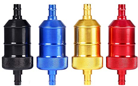 Walmeck Moto Pit Dirt Bike Benzina Benzina Pulitore Filtro Carburante 1/4 6mm Attrezzatura Universale ATV per Esterni Rosso