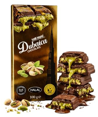 Chocolat au Lait Fourré à la Pistache – Spécialité de Dubaï, Tablette Gourmande (100 g)