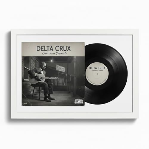 K-Möbel Schallplatten Rahmen Weiß 40x60cm mit weißem Passepartout - Made in Germany - Vinylrahmen aus Echtholz für die Vinyl - UV-geschütztes Passepartout aus 100% Alpha-Zellulose