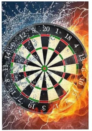 Dart Board Prints Wooden Jigsaw Puzzle 300-Piece in Plastic Box, 26x38 CM Eco-Friendly Educational Puzzle for Family Fun & Adult Relaxation