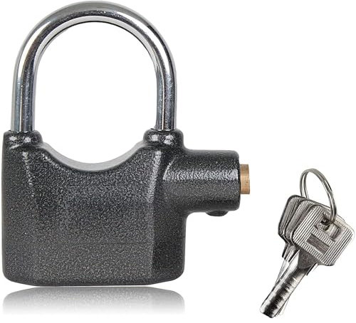 FISHTEC - Cadenas Alarme Sonore de Sécurité - Épaisseur 80 mm - Alarme 120 DB - 3 Clés Fournies - Antivol à Capteurs de Vibrations et Mouvements Intégrés - Alarme Désactivable - En Acier Trempé - Gris