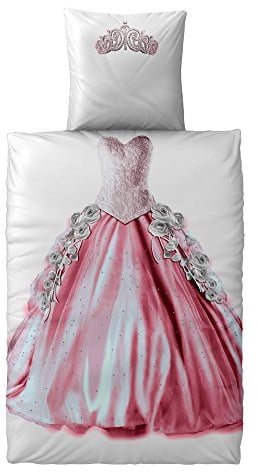 CelinaTex Fashion Fun Kinderbettwäsche 135 x 200 cm 2teilig Baumwolle Bettbezug Aurora Prinzessin rosa weiß