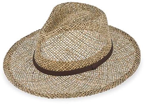 fiebig Traveller Seegrashut für Damen & Herren | Sonnenhut aus 100% Seegras | Sommerhut mit Kunstlederband in Farbe Natur (59-L)