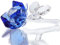 Waltz&F Kristall-Rosen-Blume, Glas, Briefbeschwerer, Sammlerstück, Statue, Hochzeitstisch, Tafelaufsatz, Ornament, blaue Rose