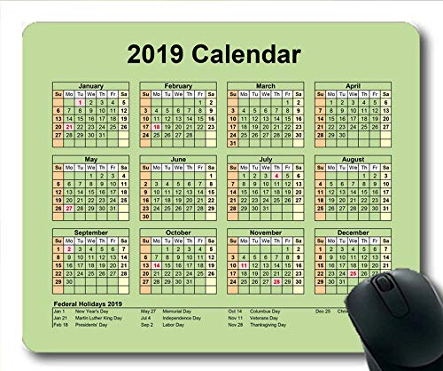 2019 Kalender-Mauspad groß, EIN Kalender Gaming-Mauspad, Kalenderplaner 2019 mit Feiertagsdetails
