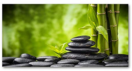 Tulup Peinture sur Verre trempé 140x70 décoration Murale Tableau Image - Pierres Zen