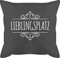 Shirtracer Kissen 50x50 - Statement - Lieblingsplatz mit Ornament - weiß - 50 x 50 cm - Grau - Outdoor Statement-Kissen Statements schmusekissen Spruch sprüche sofakissen Schriftzug bezug zierkissen