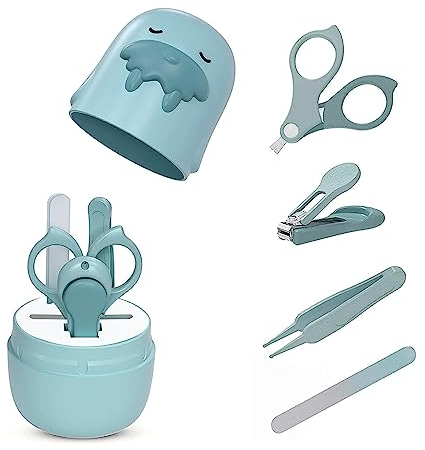 Pinzetta e Limetta,Set Manicure Neonato,Set Manicure per Neonato,Kit per Unghie Neonato,Set Manicure Bambina,Tagliaunghie per Bambini,Kit per La Cura del Bambino (Orso Verde)