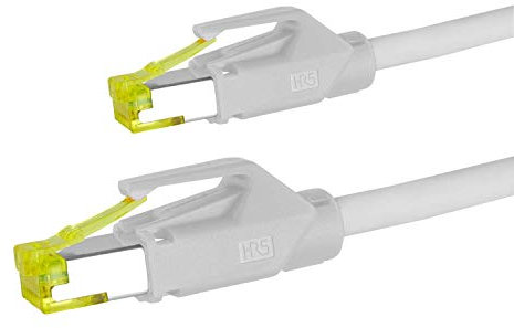 AIXONTEC 2 m CAT 7 Ethernet LAN Kabel 10 Gigabit RJ45 Profi Netzwerkkabel Grau Weiß RJ 45 Hirose TM31 Netzwerkstecker Patchkabel kompatibel CAT.5e CAT.6 A CAT 7 Kat 8 Kabel Router PC Switch PS5