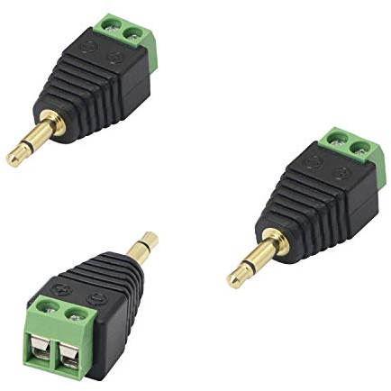 GELRHONR 3,5 mm Schraubklemme, 1/8 Zoll TS Mono-Audio-Stecker, 3,5 mm Stecker auf 2-Pin-Schraubklemme, AUX-Kopfhörer, Balum-Konverter-Adapter, 3 Stück