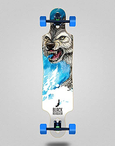 Black Revolver Skateboard, Longboard, 40 x 9, Acryl, Wolf