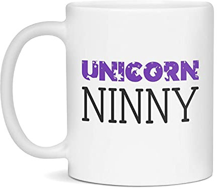 Taza de café de cerámica Unicorn Ninny para amantes de los unicornios, 11 onzas, color blanco