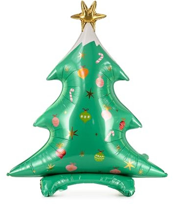 PartyDeco Folie Ballon Weihnachtsbaum auf Hel Luftballon Weihnachten Hängende Dekoration Weihnachtsbombe