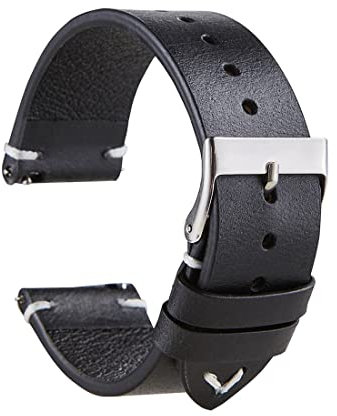 Tyogeephy Cuir Montre Bande - Cuir huilé One-Piece Bracelet pour hommes et femmes - Choix de couleur et largeur - 18mm, 20mm, 22mm
