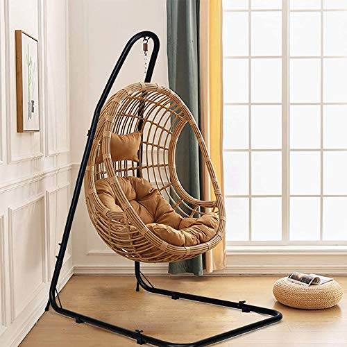 Hängestuhl, aus Metall, Hängesessel auf Fuß, Hängematte für den Innenbereich, Höhe verstellbar (200 – 250 cm), für Garten, Balkon, Schlafzimmer, max. Belastung 150 kg, Stil C