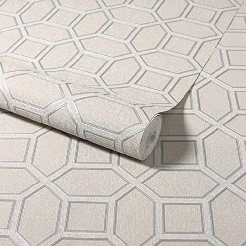 SOPHIE LAURENCE Premium Thick Heavy Vinyl Taupe Beige Grey Glitter Textured Geometric Wallpaper for Living Room Bedroom (Taupe Beige Grey)