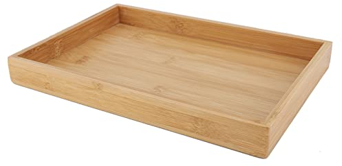 Bandeja para Servir, Bandeja de Bambú, Juego de Bandejas Rectangulares de Estilo Japonés, Bandeja para Servir Bebidas de Té, Bandeja para Servir Cenas de Madera para Comida, Desayuno,(28*19.5*3 cm)