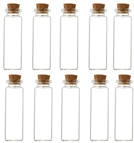 10Pcs Small Glass Bottles With Cork Lids, Mini Glass Bottles With Stoppers Empty Spell Jars Small Message Bottles Tiny Wishing Bottles Miniature Potion Bottles for DIY Crafts Decoration Wedding Party