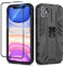 Btstring Funda para iPhone 11 con Cristal Templado Protector Pantalla, Carcasa Protectora Antigolpes con Soporte Reforzado- Negro