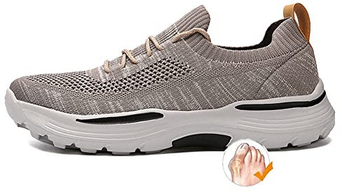Aocase Men Slip-on Walking Sneakers Diabetic Edema Orthopedic Walking Shoes Lightweight Breathable Anti Slip Sports Shoes Edema Swollen Slipper Relief to Swollen Ankles,Khaki,40EU