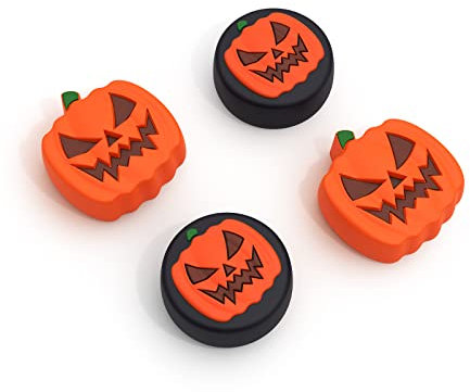 JINGDU Halloween Capuchon de Joycon pour Nintendo Switch,Prises de Pouce Caps en Silicone pour Switch Joystick,4Pcs Kit Thumb Grip Caps for Switch/Switch OLED/Switch Lite,Pumpkin