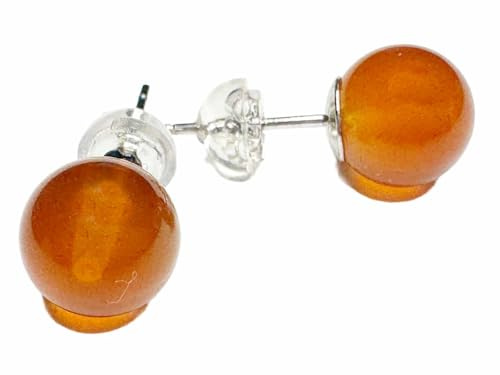 Karneol Carneol Edelstein Kugel Ohrstecker Ohrringe 8mm rhodoniert