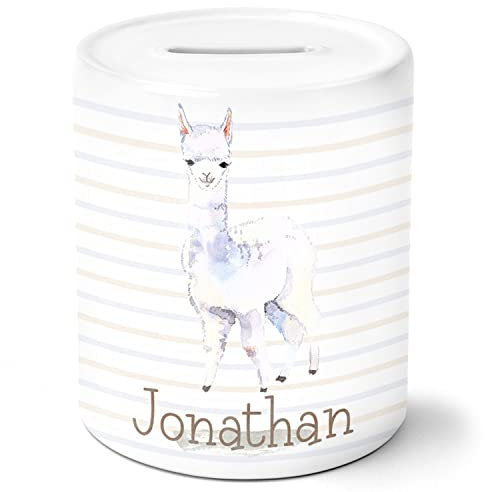 timalo® Coole Spardose personalisiert mit Namen | Personalisierbares Geschenk Sparschwein für Kinder Tiere Geschenkidee | Lama spardose-t-34