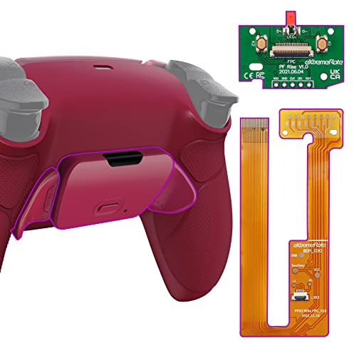 eXtremeRate Cosmic Red Gummierter Griff, programmierbares Rise Remap Kit für PS5 Controller BDM-030 BDM-040, Upgrade-Board & Schwarze Rückschale und Rücktasten, Controller Nicht im Lieferumfang