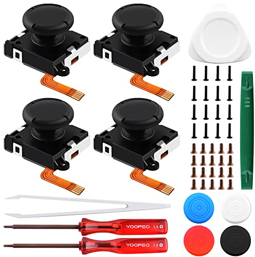 GeeekPi Original Guli Hall Joystick for JoyCon Replacement,No Drifting,Electromagnetic Stick,50% Power Saving,Highly Precise Response,Replaceable Stick Cap,for Nintendo Switch OLED Repair (2 pares)