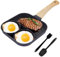 GNCLOUD Egg Frying Pan Set, Non-Stick, 3-in-1 Omelette Pan, Heat-Resistant Spatula & Grease Brush, Suitable for Gas & Induction Hobs