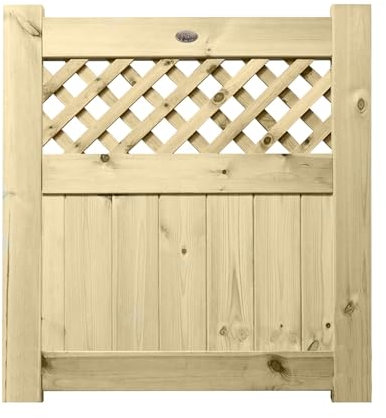 PGS Height: 900mm x Width: 900mm Full Framed Tongue & Groove Panelled Pedestrian Side Garden Gate Premier Diamond Trellis Topped with No Hinge Pack Selected (H.3ft [90cm] x W.3ft [90cm])