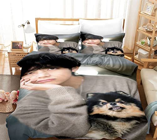 NECEHY BTS Bettwäsche-Set für Jungen, BTS bettwäsche Bangtan Boys 3D Drucken Bettbezug Und Anime Kissenbezug, Single:55x79/140x200cm