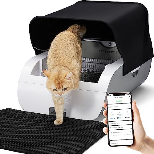Vealind Lettiera autopulente grande con controllo APP, scatola automatica per lettiera integrata in antiodore e batteria ricaricabile
